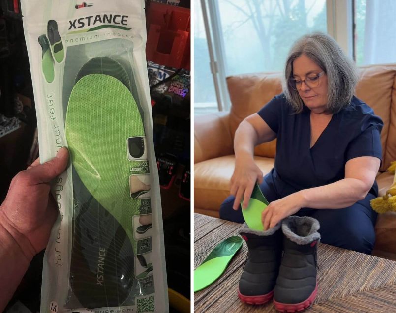 Woman holding XSTANCE insoles