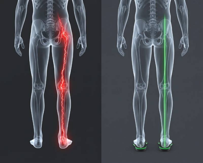 Posture before and after: standing with insole support